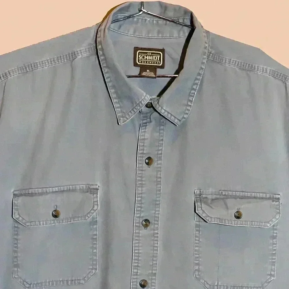 C.E. Schmidt Workwear‎ Gray Short Sleeve Collared Shirt Size XL Button Down Top